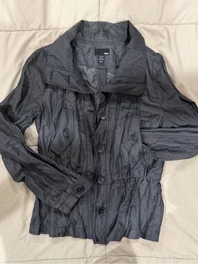 H&M Gunmetal Grey Lightweight Button-Front Trench Jacket small